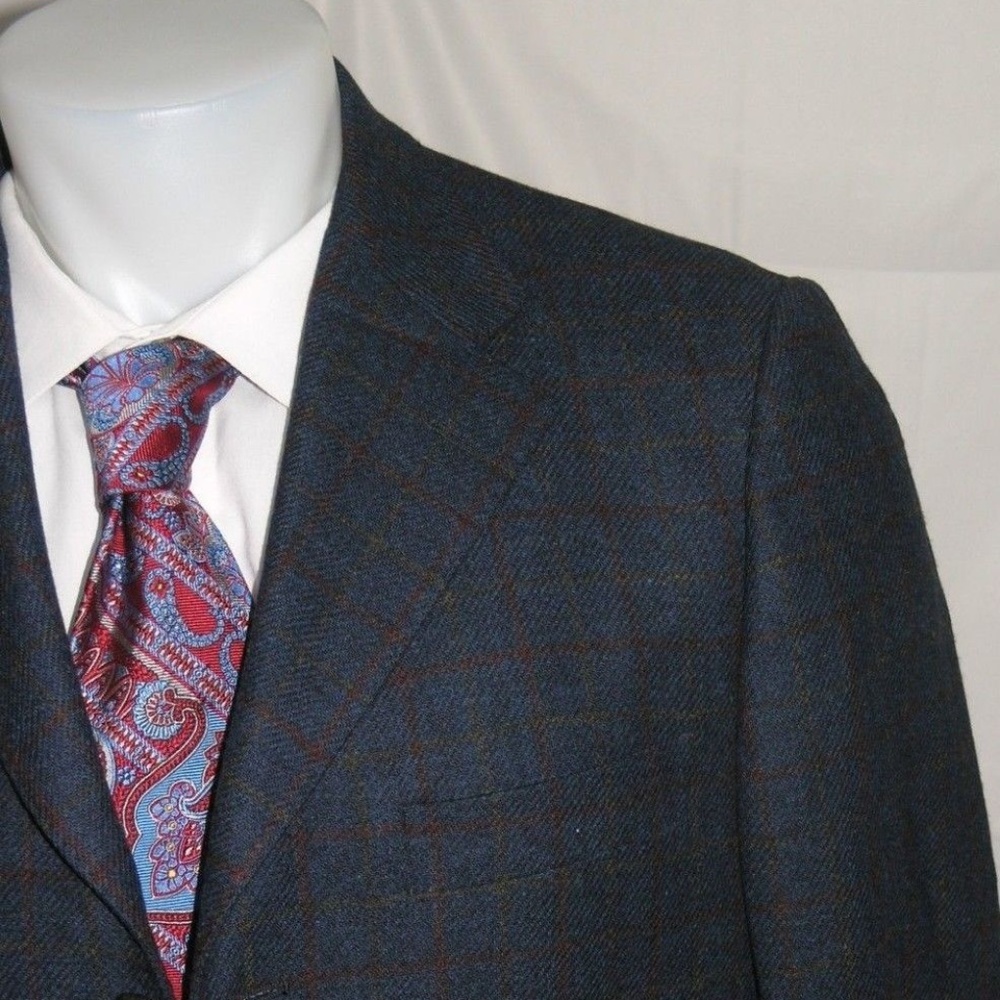 Cuseri Bottoli Blue Plaid Flannel Weight Three Bu… - image 1